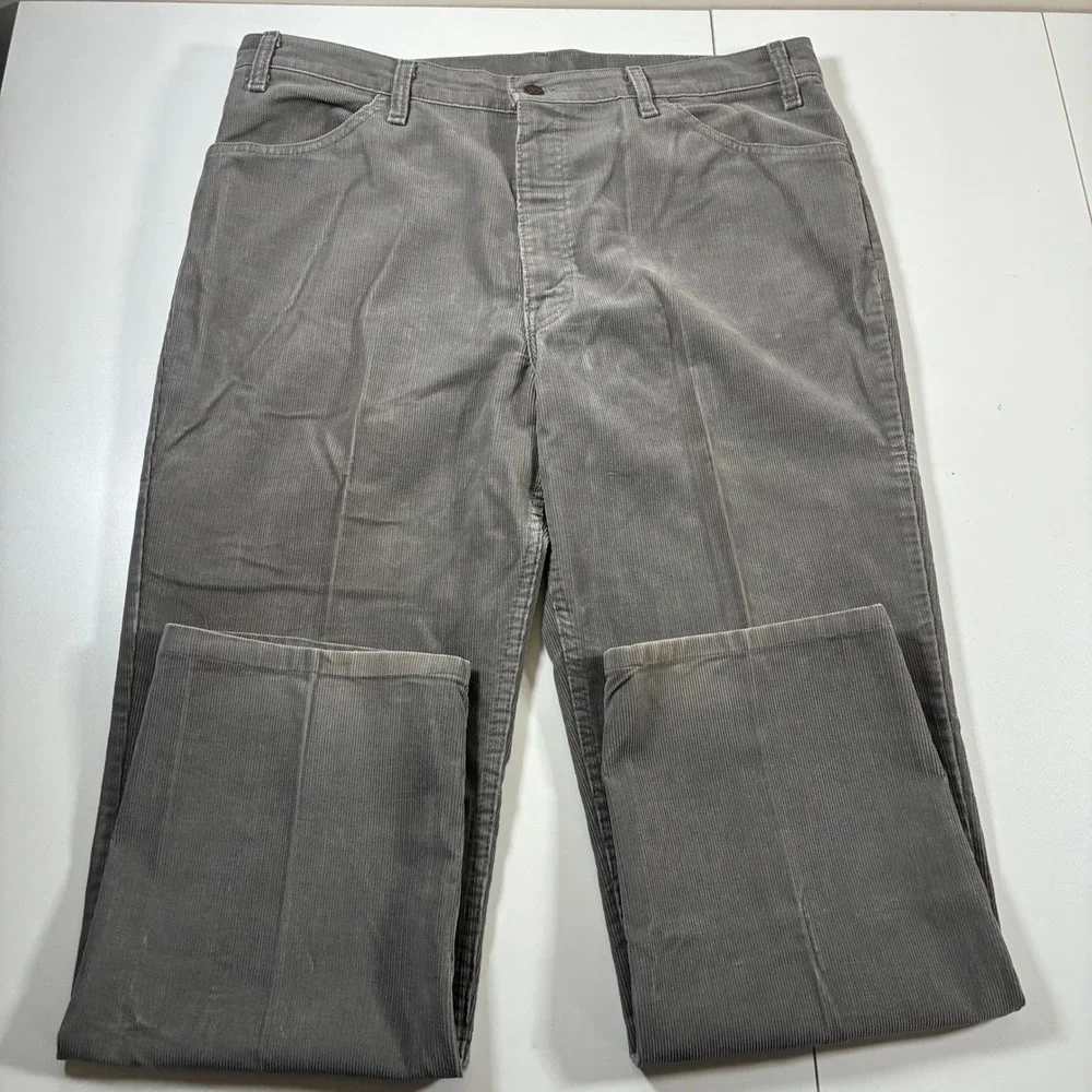 Vintage Levi's 515 Corduroy Pants 38x29 Gray Made in USA Pinwale 80s (Tag 40x32)